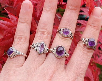 TAILLE 54 : Bagues AMETHYSTE sur ARGENT massif  au choix