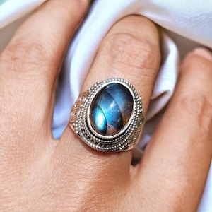 LABRADORITE ring on 925 SILVER