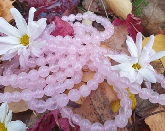 Rosenkvartsarmband 8 mm naturstenspärlor