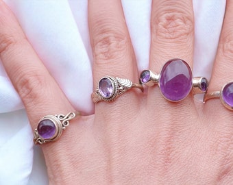 TAILLE 58 : Bagues AMETHYSTE sur ARGENT massif  au choix