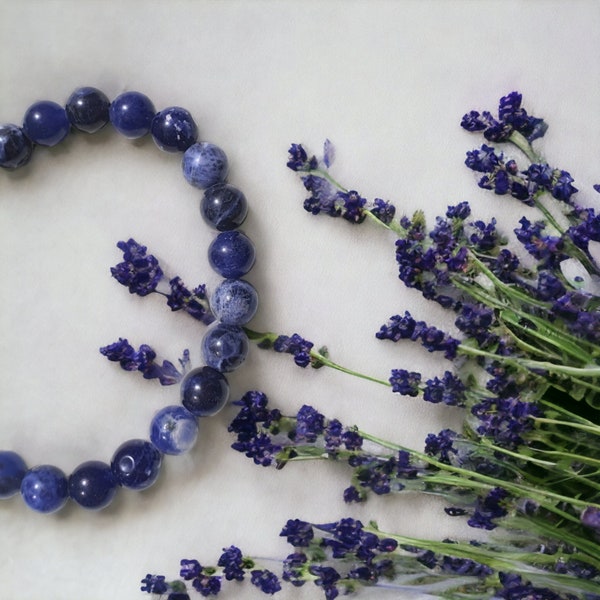 Bracelet perles de Sodalite. Perles Pierre Naturelle