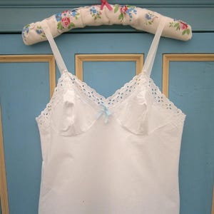 Vintage White Cotton Slip Broderie Anglaise Lace Trim Vintage Nightwear Underwear Lingerie