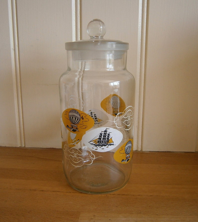 Vintage 1950s Glass Kitchen Storage Jar Sweet Balloon Image 0