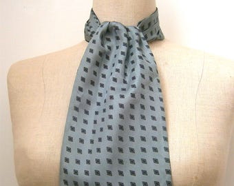 Vintage 1960s Ascot Cravat 50s Menswear Grey Polka Dot Made in England
