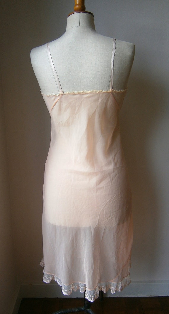 Vintage 1950s 50s Peach Sheer Nylon Peach Lace Tr… - image 7