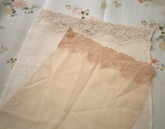 Two Vintage 1930s 30s Lace Trimmed Modesty Panels