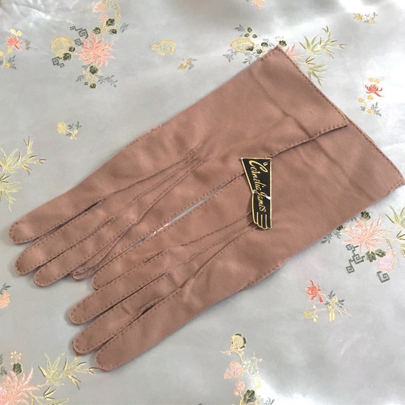 Vintage Cornelia James Gloves Fawn 3/4 length Cott