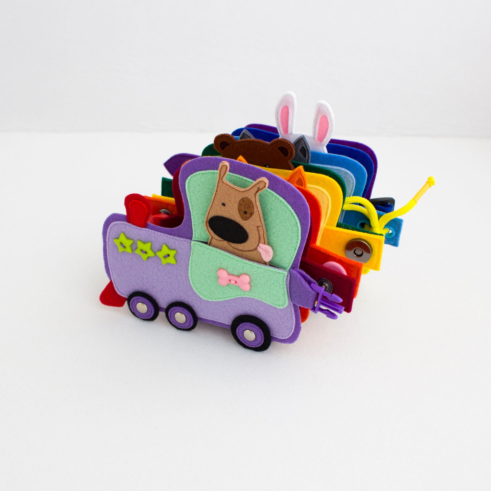 Игрушки Итси. Поезд из фетра говорящая среда. Игрушка для малышей фирмы Buckle Toys.