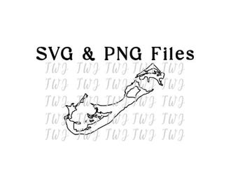 Bermuda-kontur SVG- och PNG-filer för Cricut, Silhouette och andra skärmaskiner