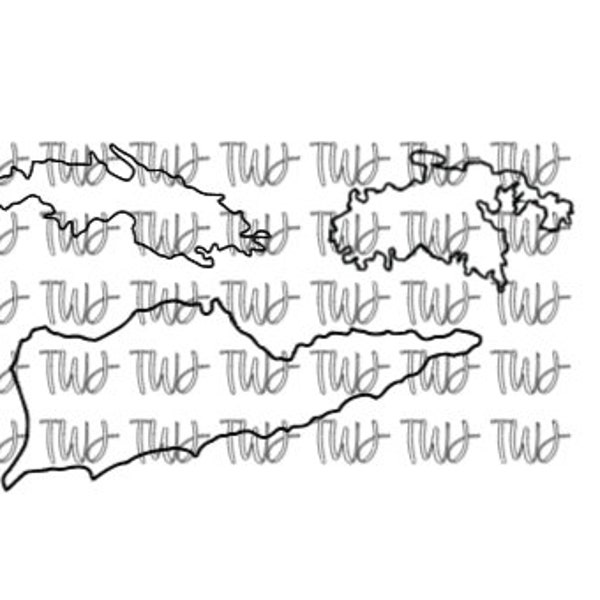 US Virgin Islands outline SVG file trio for Cricut machines