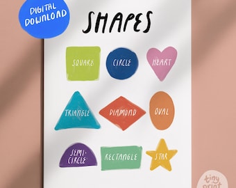 Impression de formes d'apprentissage (téléchargement numérique) | Art mural éducatif pour chambre d'enfant