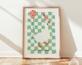 Silly Goose Illustrated Print | Modern Children's Animal Wall Art