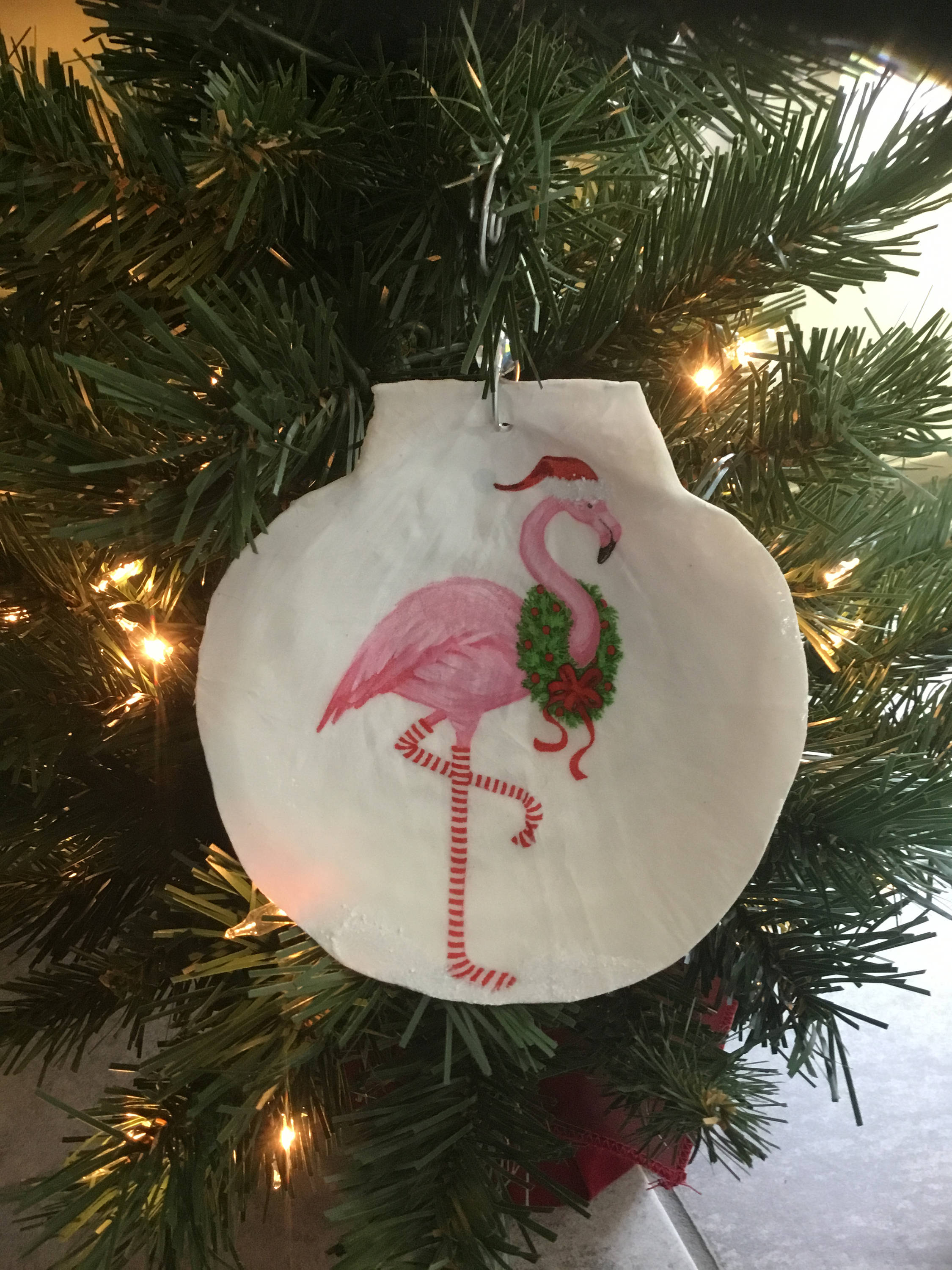 flamingo ornament flamingo christmas ornament personalized ornament flamingo with santa hat painted shell shell ornament - Flamingo Christmas Decorations flamingo ornament flamingo christmas ornament personalized ornament flamingo with santa hat painted shell shell ornament - Flamingo Christmas Decorations