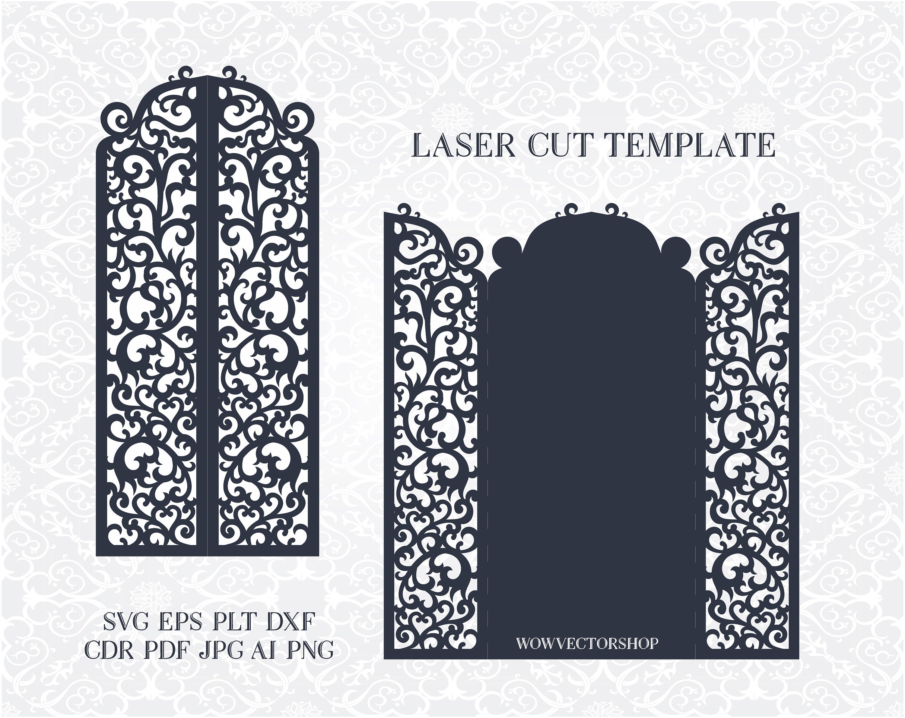 laser cut envelope template for wedding invitation or greeting etsy