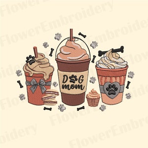 Dog Mom Coffee Machine Embroidery Design (3 Sizes)