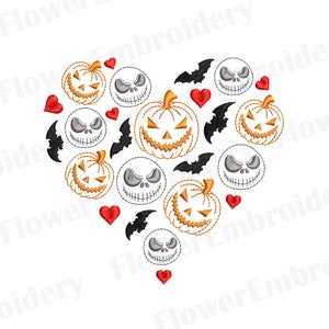 Pumpkin King of halloween Nightmare skull skeleton Spooky season embroidery Ghost embroidery Heart embroidery Halloween machine embroidery