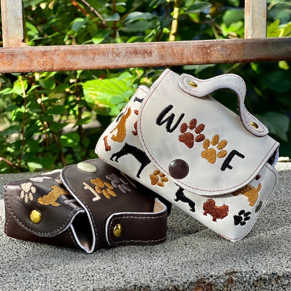 ITH Mini Tasche Liebe Pfote Stickerei Hunde Pfote Liebe Stickdatei Hund Stickdatei Tasche für Schlüssel Klatch für Karten Taschentuchhalter