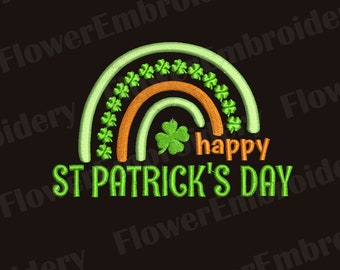 Peut inclure: Arc-en-ciel de trèfles verts avec le texte "Happy St. Patrick's Day" en lettres vertes.