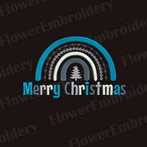 Merry Christmas rainbow embroidery Santa embroidery design Christmas embroidery pes designs Embroidery designs pes4x4 Brother embroidery