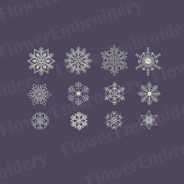 BUNDLE of 12 Snowflakes embroidery design Small snowflakes design Winter embroidery design Merry Christmas machine embroidery design