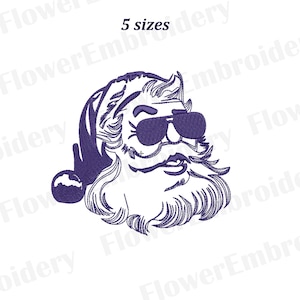 Cool Santa machine embroidery design Christmas embroidery pes Embroidery designs pes Brother embroidery designs Santa sunglasses embroidery