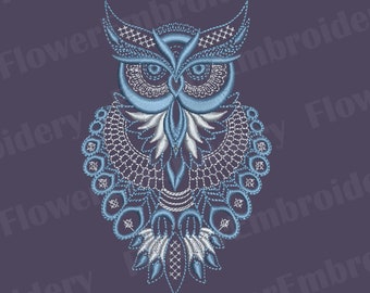 Machine Embroidery Design Owl 4x6 in INSTANT DOWNLOAD  Embroidery mandala Owl embroidery pattern Folk art bird embroidery design PES design