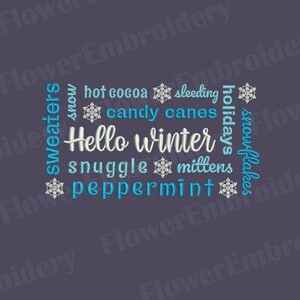 Hello Winter embroidery design Merry Christmas machine embroidery Winter things design Christmas embroidery pes designs Embroidery designs