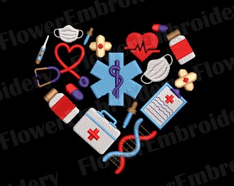 Nurse Heart Embroidery Design: Medical Stethoscope (Digital Download)