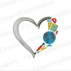 Teacher day embroidery design School apple machine embroidery Back to school design Hello school embroidery Machine embroidery design