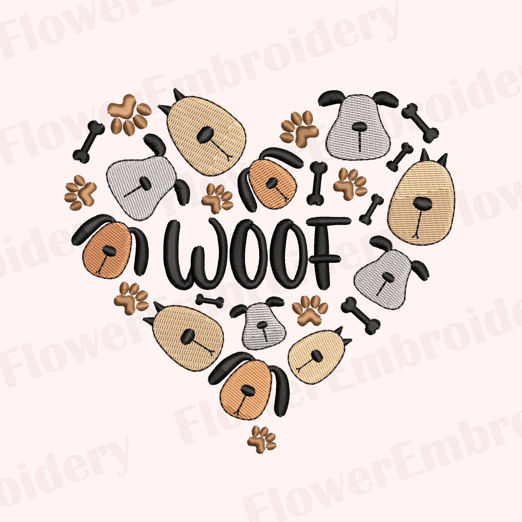 メモリーセット Dog Mom Heart Embroidery Design: Dog Paw Silhouette (10 Formats