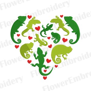 I love Chameleon machine embroidery design Cute reptiles design Lizard silhouette Chameleon Pets machine embroidery Iguana design