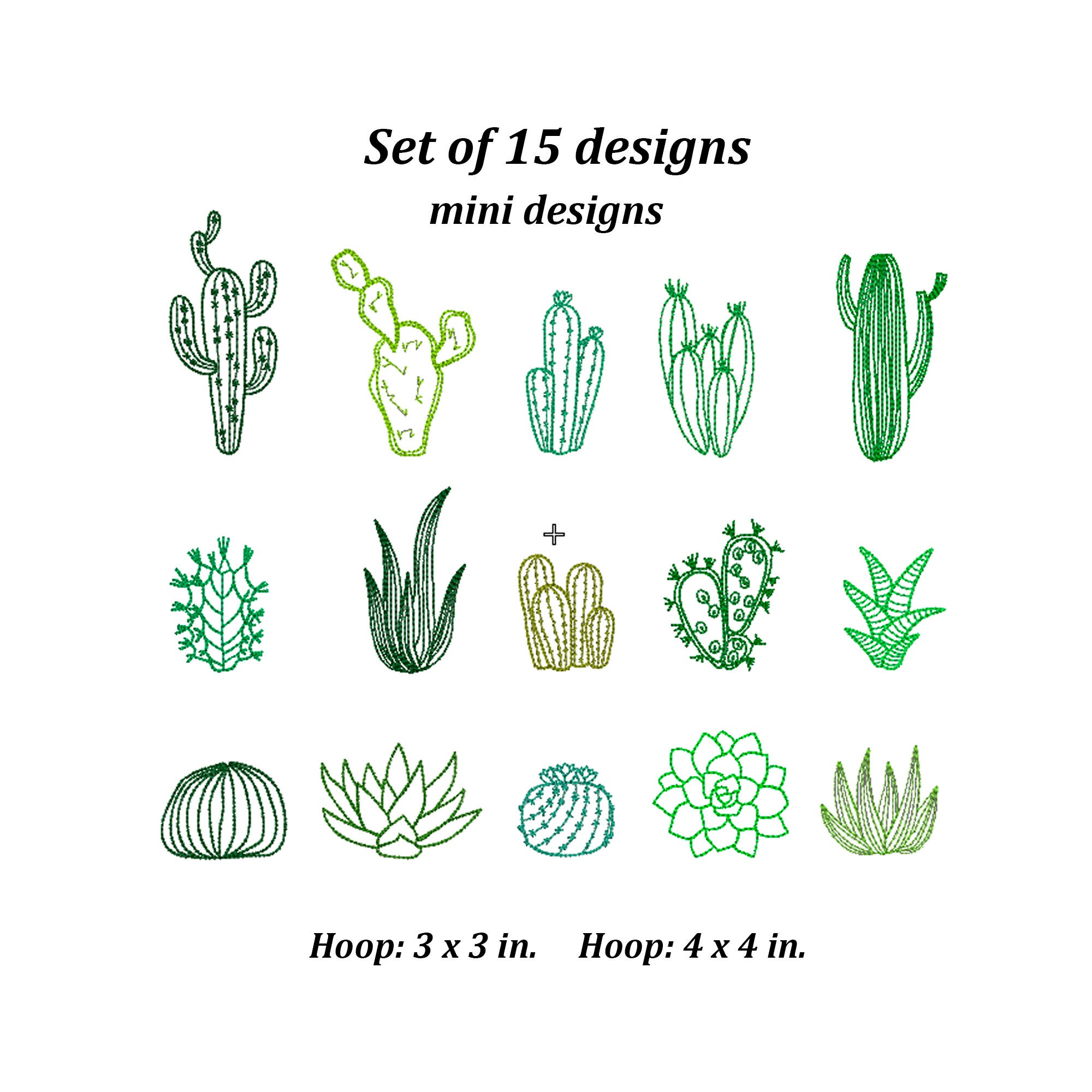 Cactus embroidery design Machine embroidery designs cactus Etsy