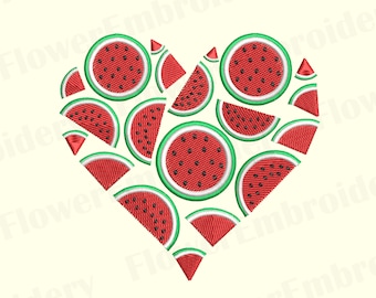 Watermelon Heart Machine Embroidery Design (Digital Download)