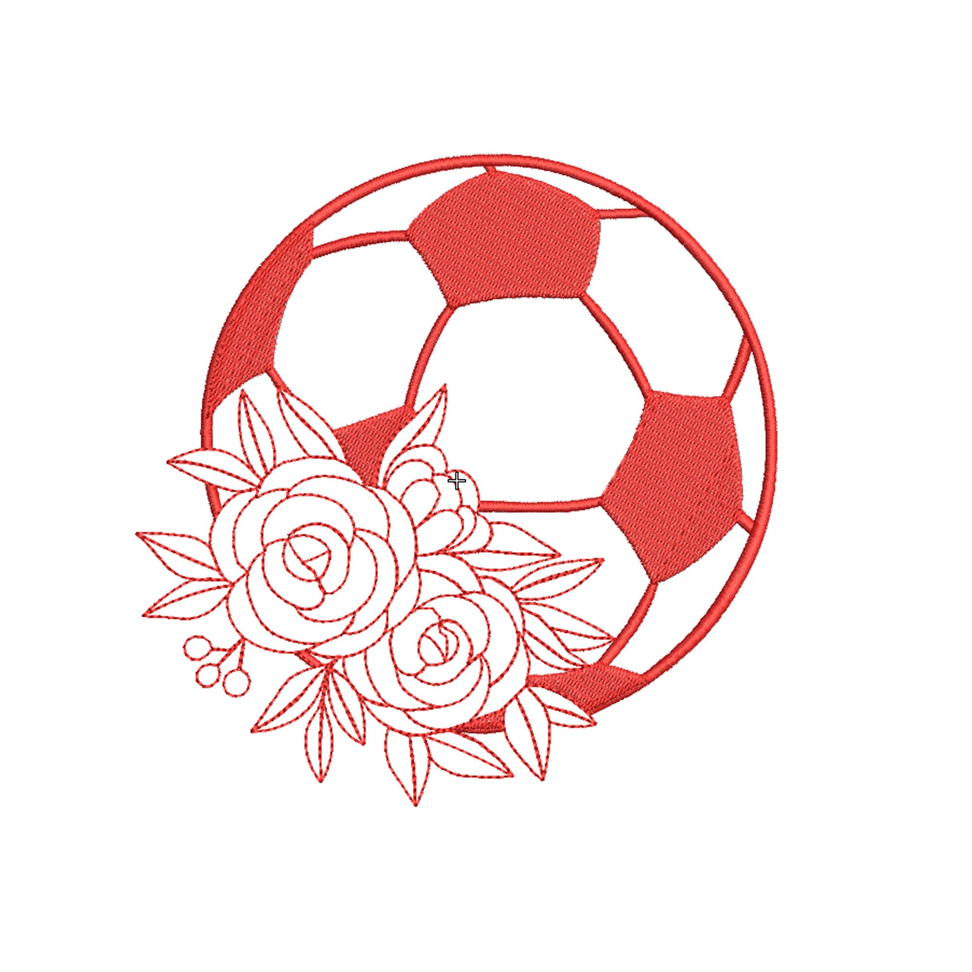 花柄サッカーボール刺繍デザイン：スポーツ刺繍（10形式） - Etsy 日本