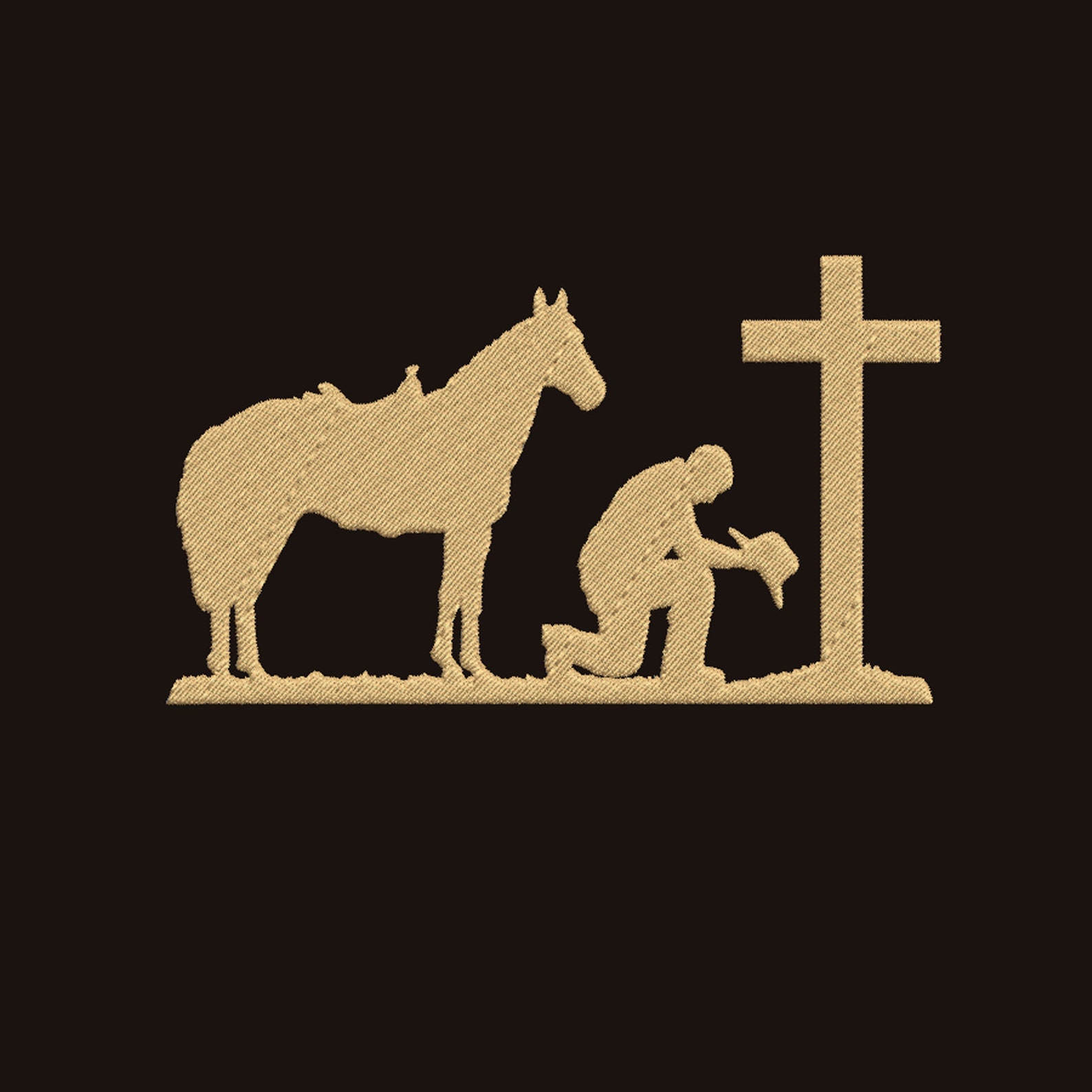 Cowboy With Horse Kneeling Praying at Memorial Cross | Etsy