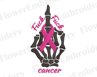 Fuck Cancer Embroidery Design: Pink Ribbon (PES, DST, JEF)