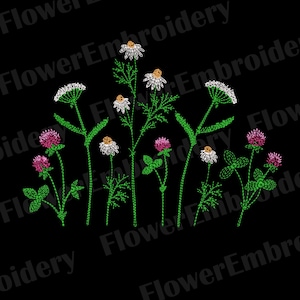 Wildflower machine embroidery design Embroidery designs flowers Plant embroidery Embroidery design flowers grass Botanical embroidery
