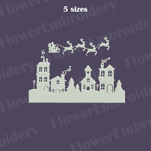 Merry Christmas machine embroidery Santa embroidery design Christmas embroidery pes designs Embroidery designs pes Christmas village design