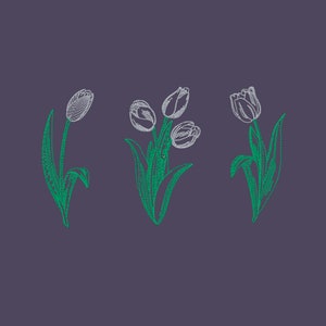 Pink Tulip embroidery Simple flower embroidery machine Digital embroidery designs flower Bloom embroidery DST Tulip bouquet embroidery image 6
