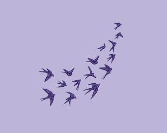 Flock of Birds Embroidery Design: Flying Silhouette (4x4)