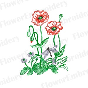 Flower machine embroidery design Wildflower machine embroidery design Machine embroidery design flora Wildflowers embroidery