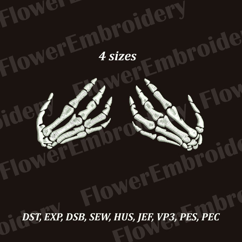 Skeleton hand embroidery design Skeleton bra embroidery design Day of the dead embroidery design Finger embroidery Skeleton embroidery 