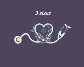 Nurse Machine Embroidery Design Medical embroidery Machine embroidery Stethoscope Heartbeat embroidery Nurse Life machine embroidery