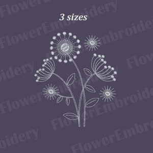 Dandeloin flower embroidery Wildflowers embroidery set Мachine embroidery designs Flower embroidery Dandelion design Embroidery garden PES