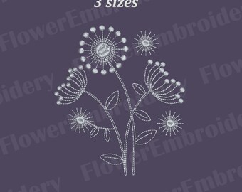 Dandelion Flower Machine Embroidery Design: Wildflower Garden (PES)