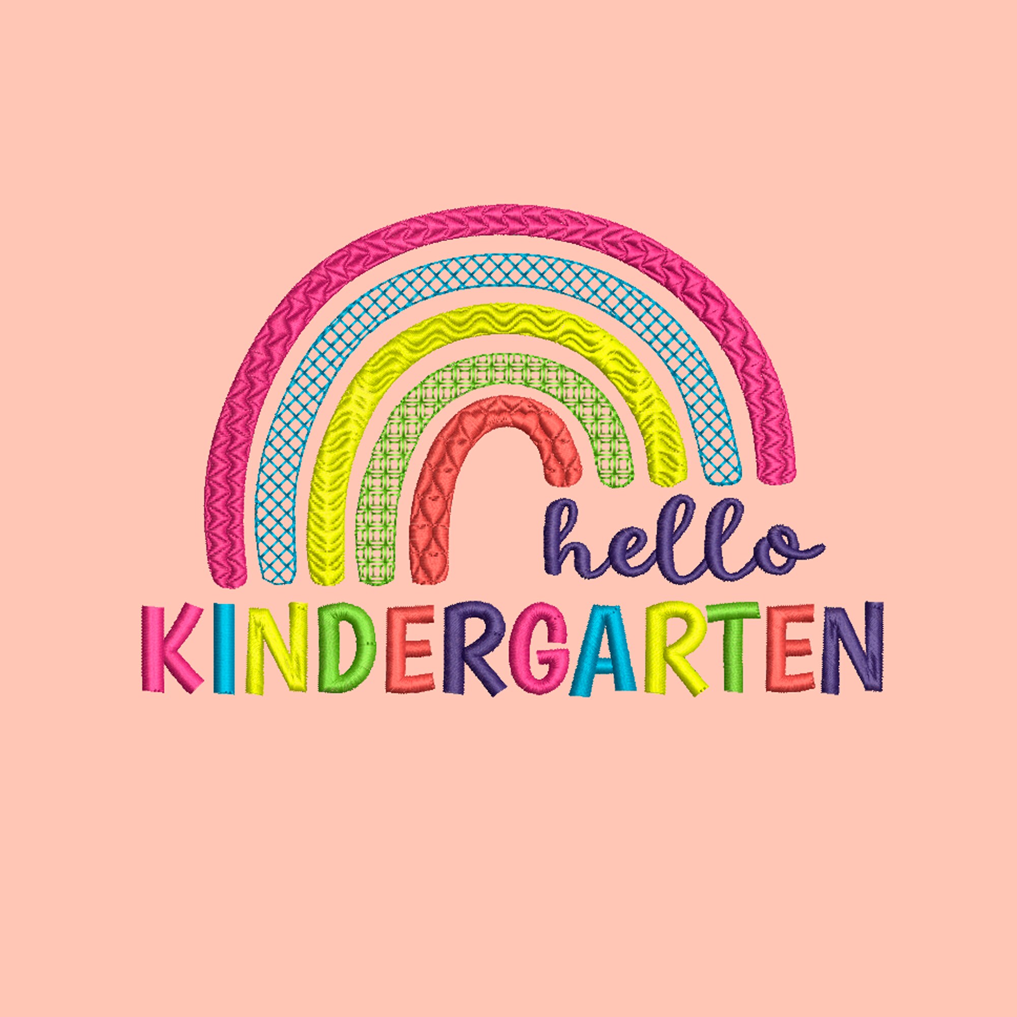Hello kindergarten grade rainbow embroidery design back to  etsy Hello kindergarten grade rainbow embroidery design back to  etsy