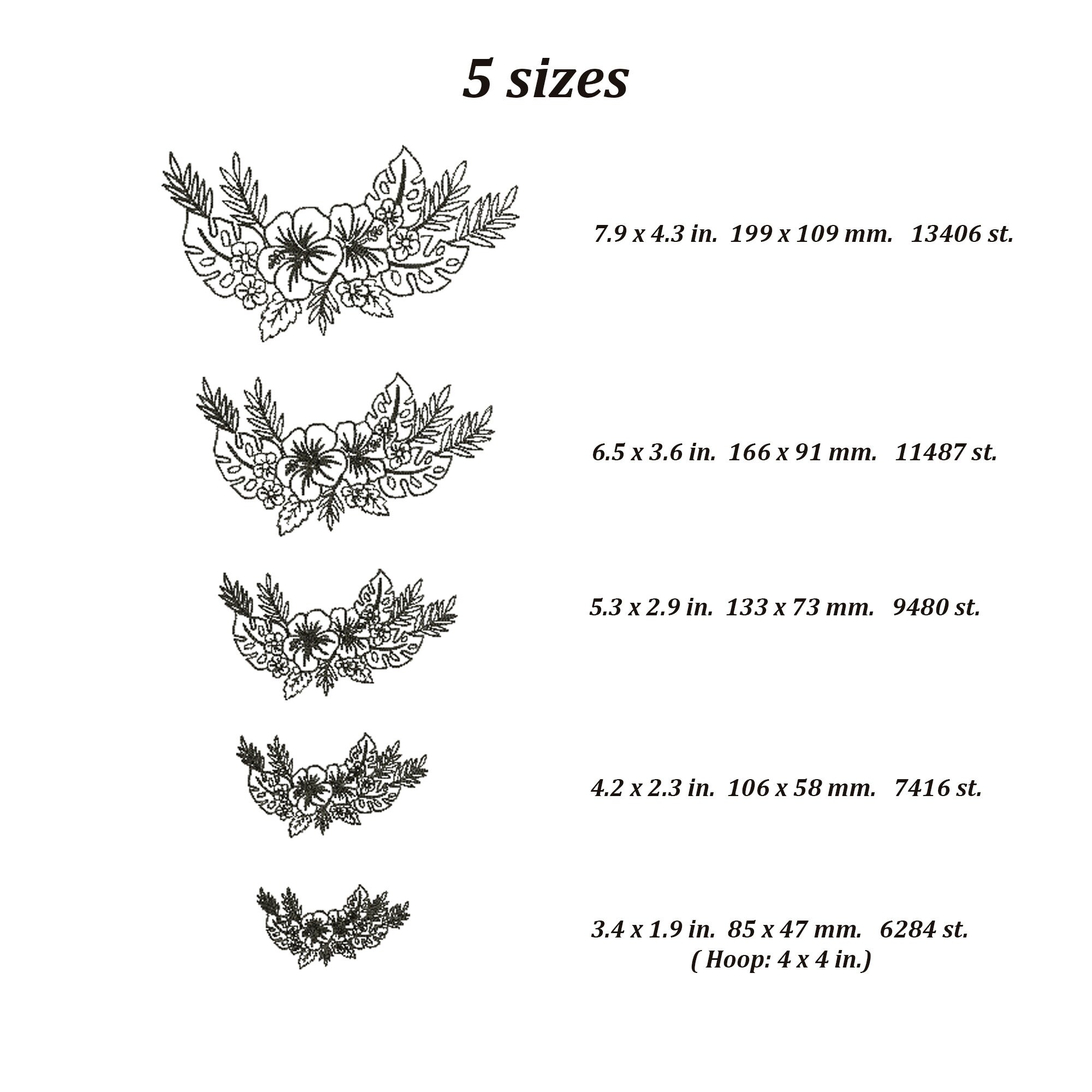 Embroidery Embroidered Design Elements With Tropical Plant Stock Embroidery Embroidered Design Elements With Tropical Plant Stock