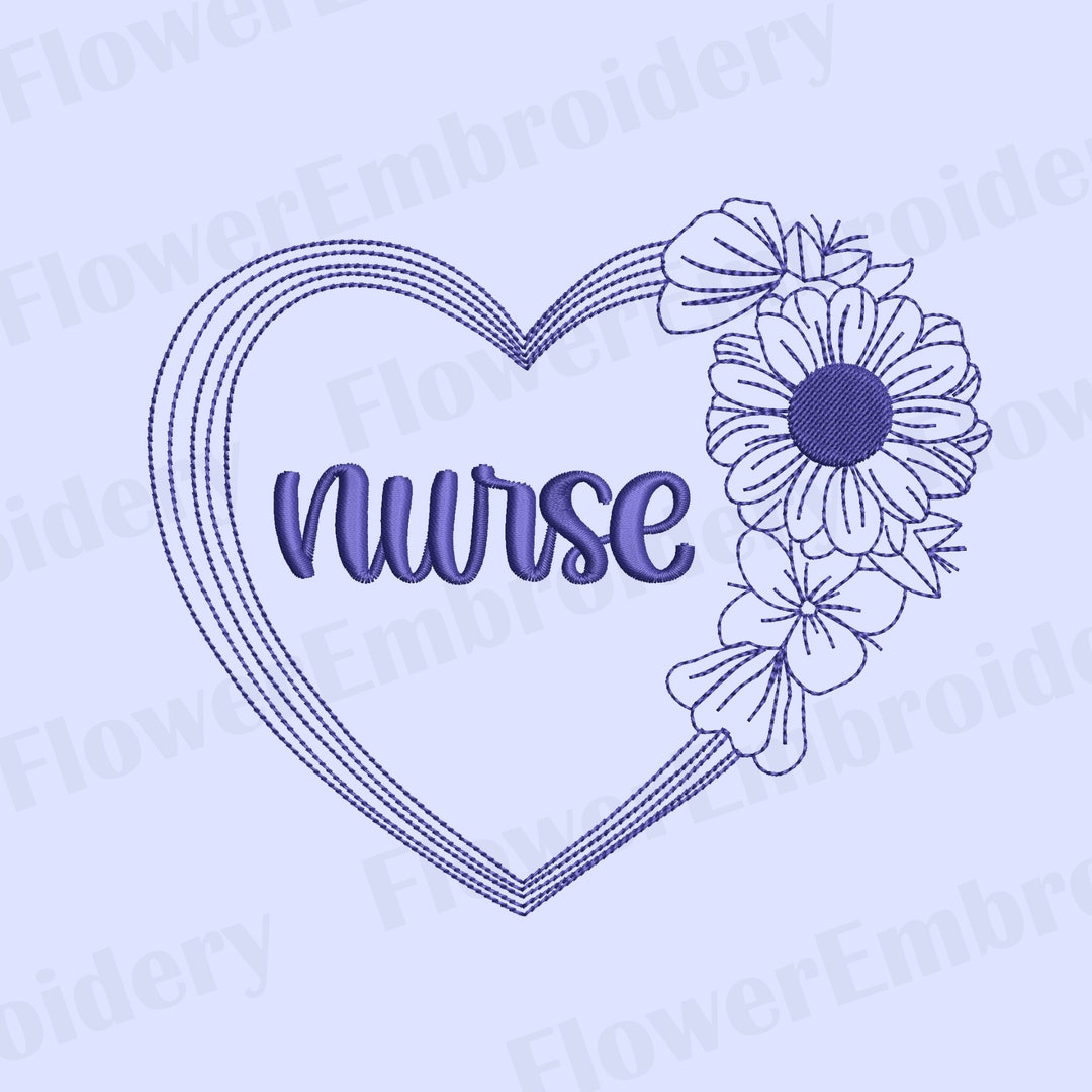 Nurse Machine Embroidery Design Flower Embroidery Stethoscope Etsy