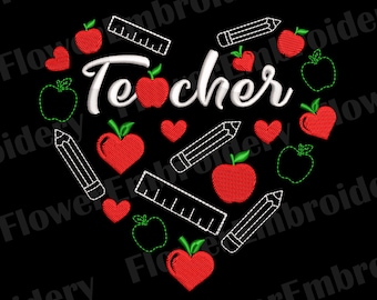 Teacher's Day Apple Embroidery Design: Back to School (Digital Download)