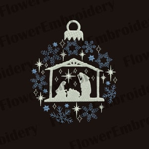 Nativity Scene Embroidery Design: Christmas Ornament (Digital Download)